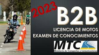 BALOTARIO EXAMEN DE CONOCIMIENTOS para LICENCIA DE CONDUCIR B2B de MOTOS o MOTOCICLETAS MTC 2023