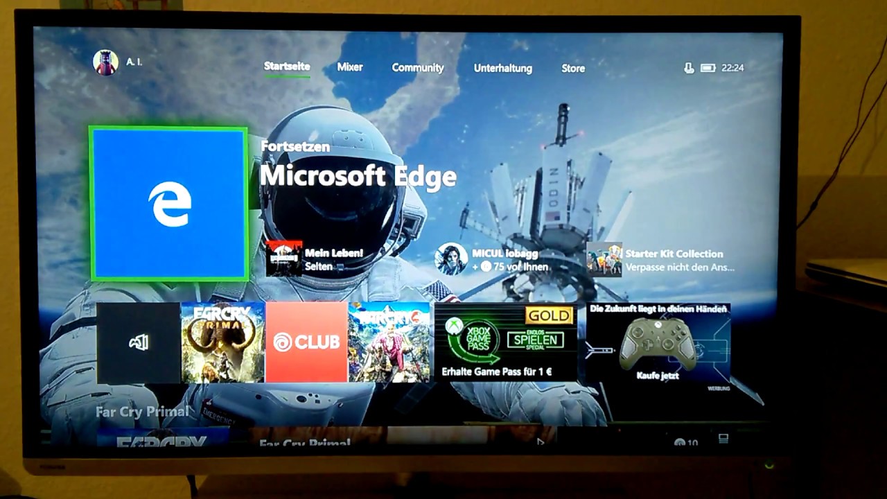 Beschrijven Terzijde Gelijkwaardig Full screen on new Microsoft Edge app-Cum sa faci full screen la Edge pe Xbox  One S - YouTube