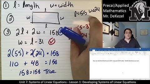 7.1 Developing Systems of Linear Equations