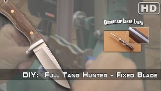 Full Tang Hunter - DIY Knife Kit w/Zebrawood Handle Scales (pre-machined)