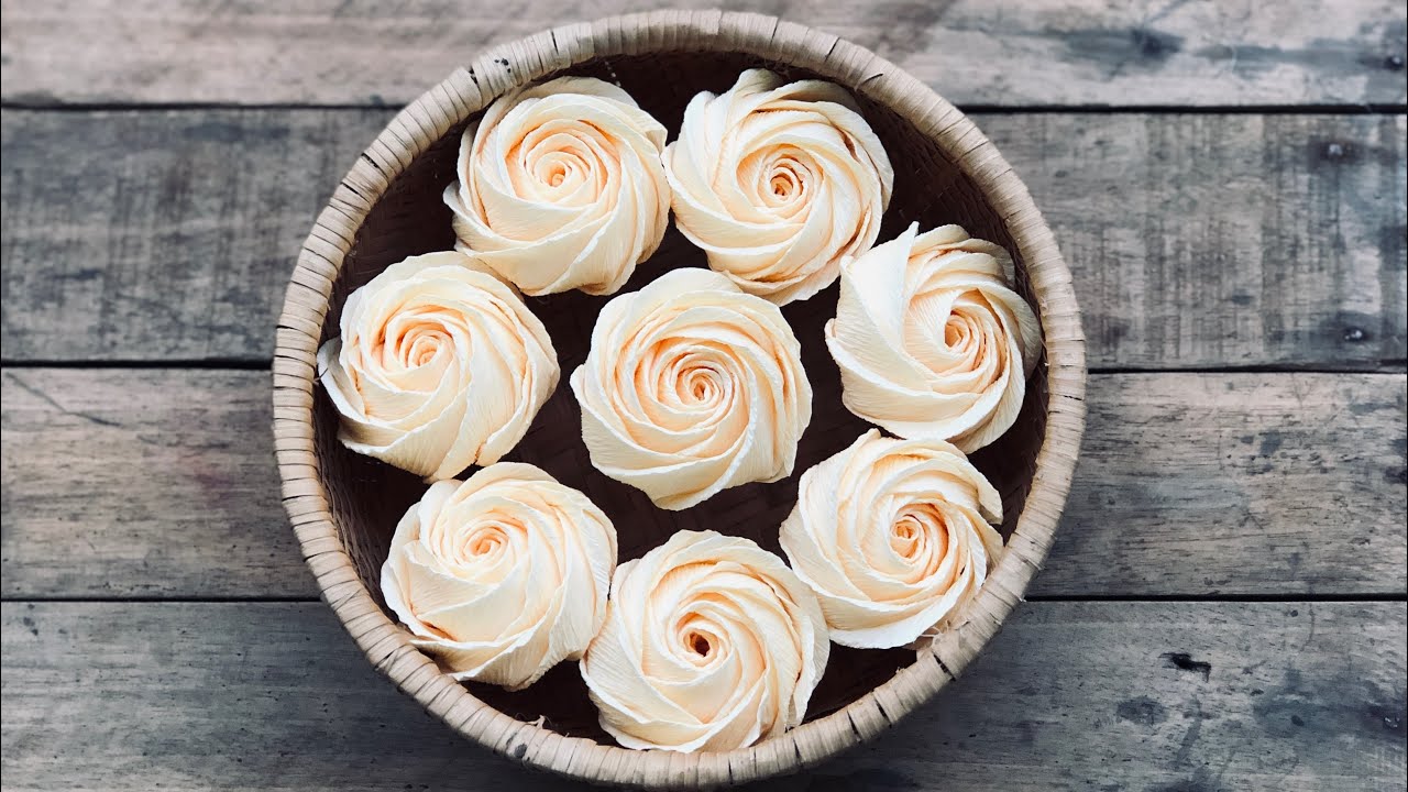 Twisted Rose From Crepe Paper Tutorial | Cách Làm Hoa Hồng Xoắn Cánh To | Rita Handmade