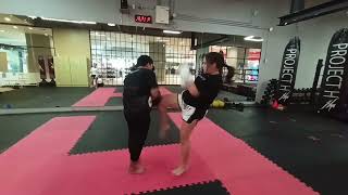 Project H Muay Thai Fitness At Bangkok Thailand 👊💪🥊 together with my clients mam bell and mam diane