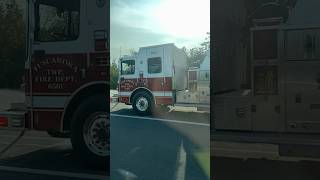 Tuscarora Fire Department Engine 6501 and police on highway for a small grass fire
