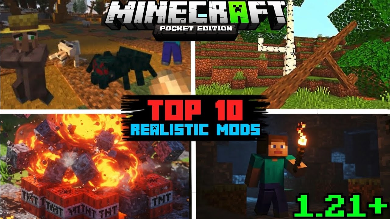 TOP 10 Realistic Mods/Addons For Minecraft PE 1.21+ | Best Mods For ...
