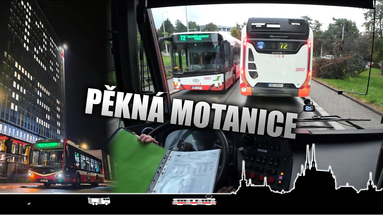 Festovně dlouhá zvláštní autobusová linka pro Noc vědců 🌙🔬 🚌 Cab view bus Brno