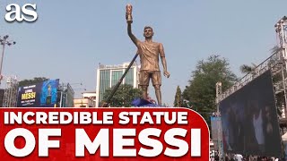 INCREDIBLE MESSI's 70-foot tall STATUE unveiled in India’s Kolkata