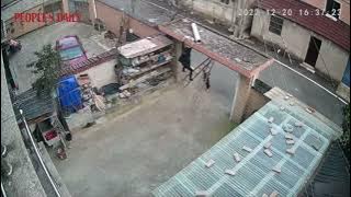 A quick-thinking boy in China saved his grandma who was hanging from the roof after her ladder fell