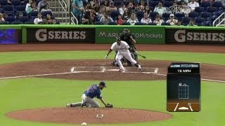 CHC@MIA: Wood falls off mound to field a comebacker