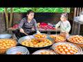 How to Make Glutinous Rice Doughnut with Mung Bean to Enjoy and Sell at the Market with Three Kids