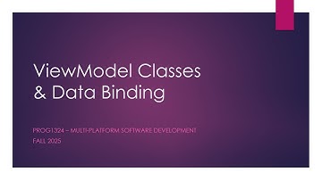 PROG1324 ViewModels and Data Binding in MAUI