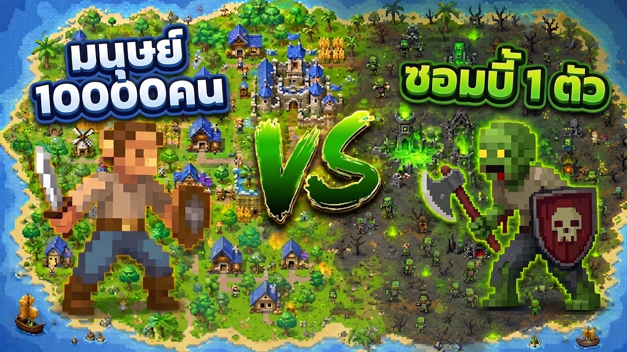 มนุษย์ 10,000 คน จะรอดไหม? เมื่อต้องเจอกับซอมบี้ 1 ตัวในWorldBox