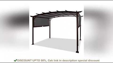 Dark brown column, dark gray adjustable polyester sunshade cloth, curved top, iron pavilion9*12ft