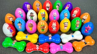 Rainbow Egg and Dog bones Finding Pinkfong, Cocomelon with Rainbow CLAY ! Satisfying ASMR Videos