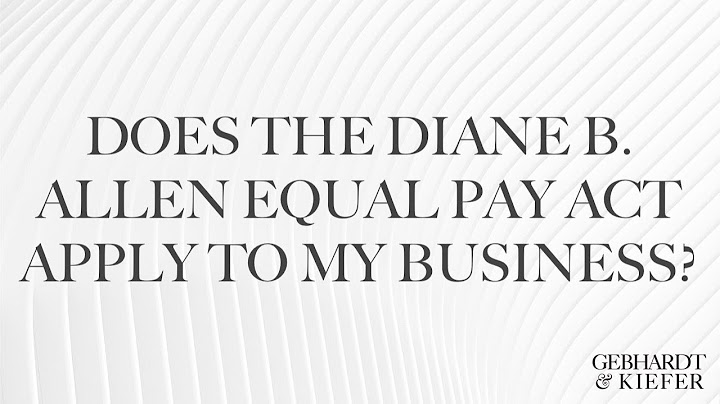 Diane b allen equal pay act