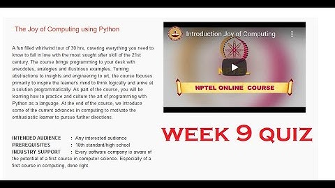 NPTEL The Joy of Computing using Python Week 9 Assignment Quiz