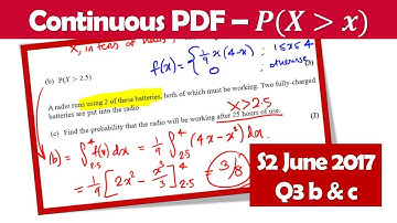 Continuous Random Variables: Finding Probabilities by Integration (S2 June 2017 Q3bc video)