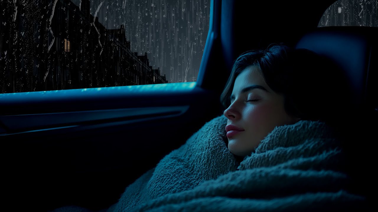 Deep Sleep in Minutes: Pounding Rain on Car & Scary Thunder Sounds in the Dark Woods at Night
