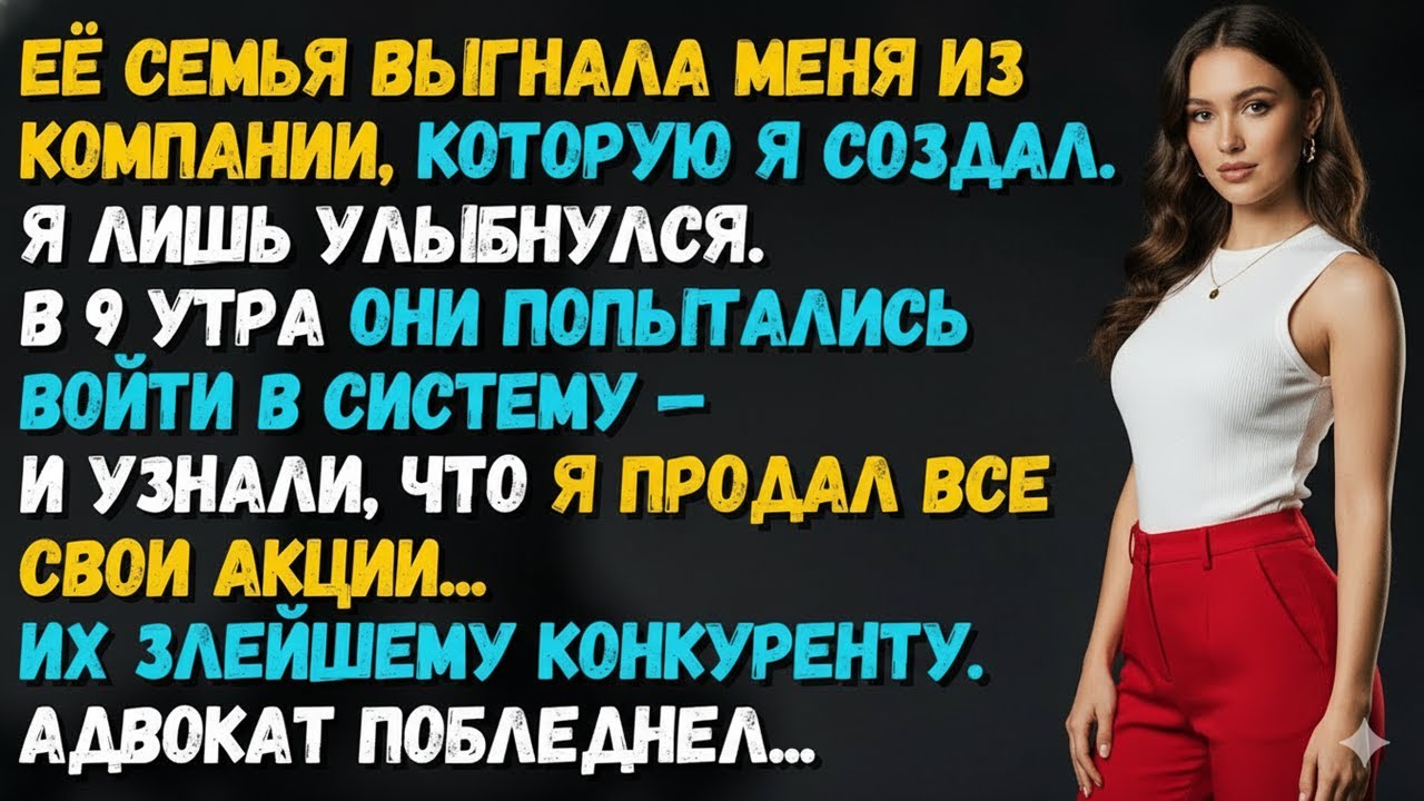 МЕНЯ ВЫШВЫРНУЛИ ИЗ МОЕЙ ЖЕ КОМПАНИИ. СЕМЬЯ ЖЕНЫ НЕ ЗНАЛА, ЧТО К УТРУ ЛОВУШКА УЖЕ ЗАКРЫЛАСЬ