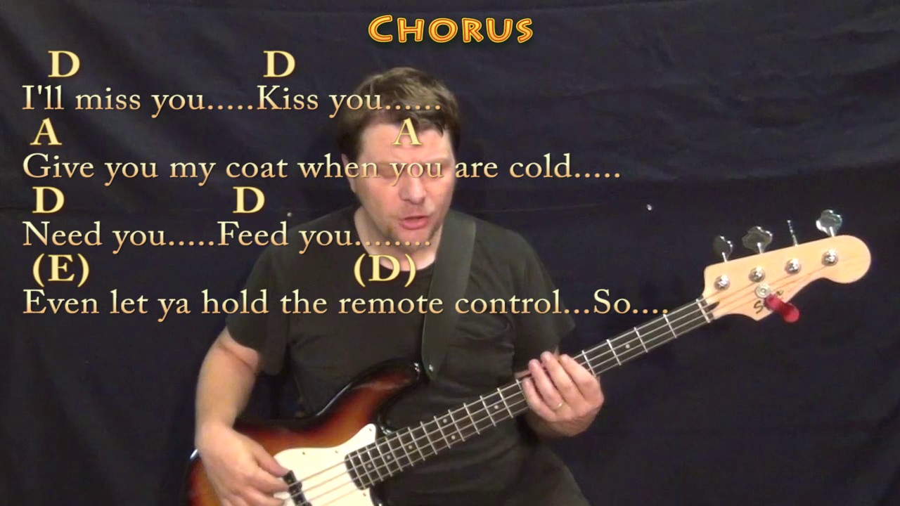 Grow Old With You (Adam Sandler) Bass Guitar Cover Lesson in A with
