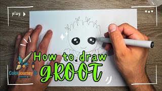How to Draw Baby Groot Step by Step | Easy Drawing Tutorial for Beginners