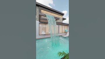 House with pool, realistic 3d visualization 4K