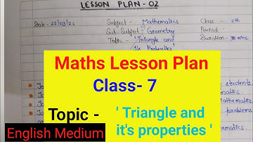 maths lesson plan of Triangle and it