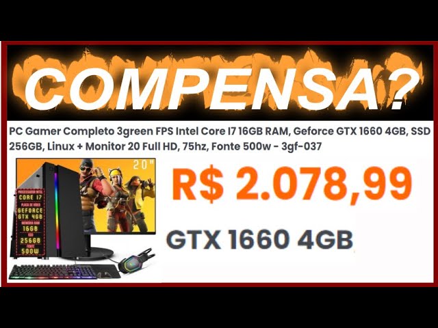 Pc Gamer Completo 3green Fps Intel Core I5 16gb Ram Geforce Gtx 4gb Ssd  256gb Monitor 20 75hz Fonte 500w 3gf-027