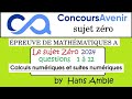 Concours avenir 2024  sujet zro  questions  1  12  calculs numriques et suites