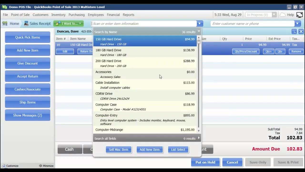 Make a Cash Sale Cash Register QuickBooks Point of Sale Discontinued QuickBooks POS YouTube