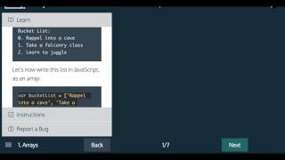 Learn Javascript 2017, Arrays, Codecademy