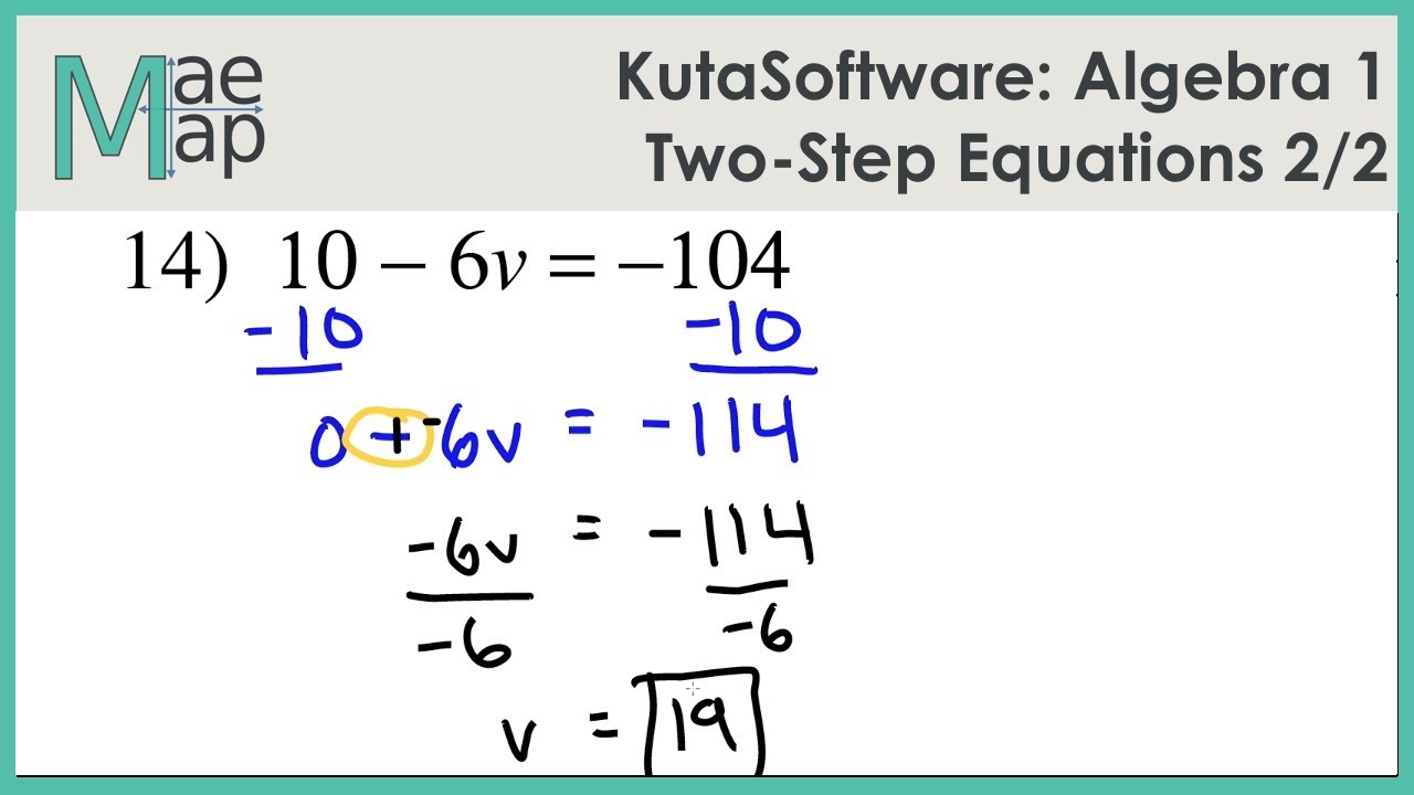 KutaSoftware: Algebra 2222 - Two-Step Equations Part 22 With Solving Two Step Equations Worksheet