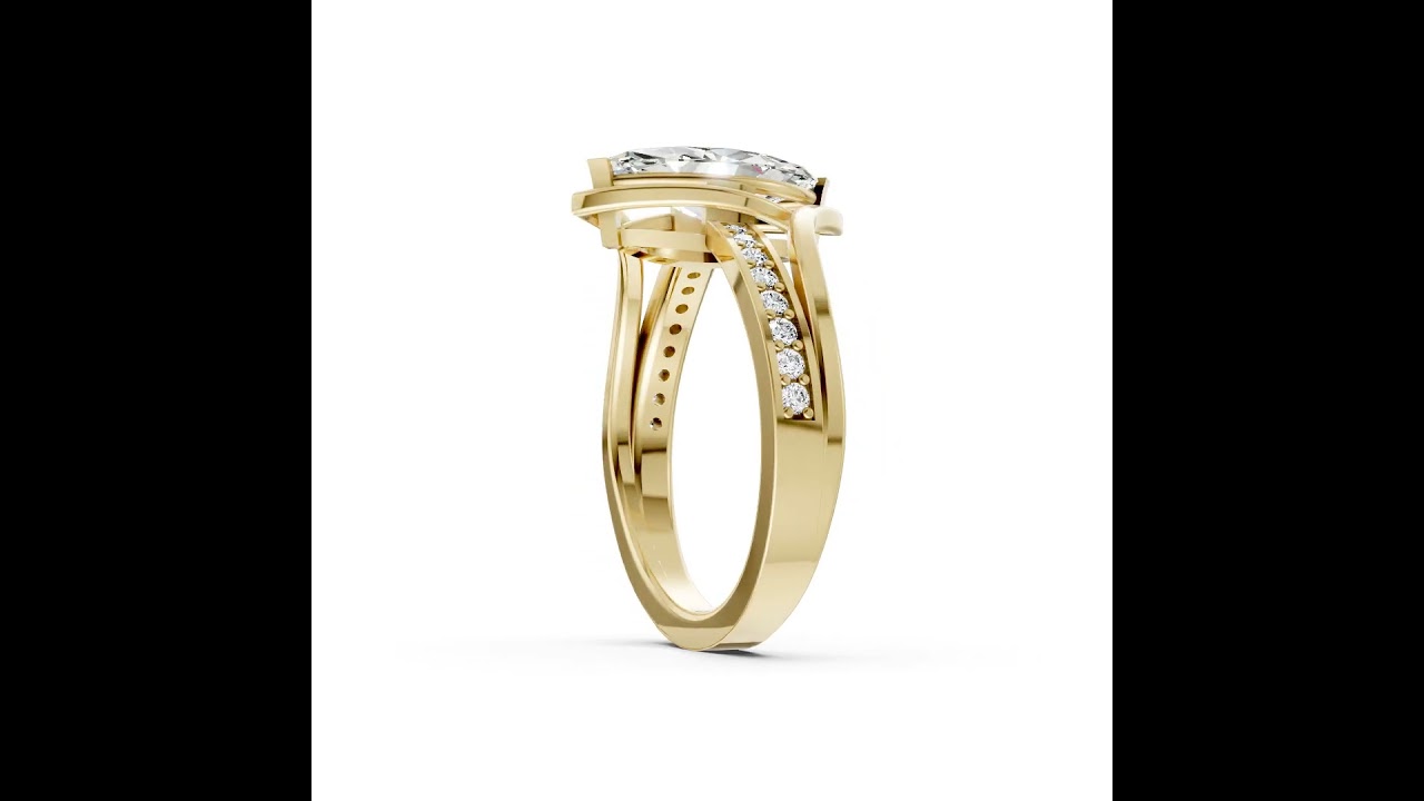 Marquise Accented Bypass Lab Diamond Engagement Ring