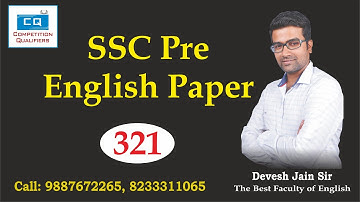 SSC Paper 321 - English || by Devesh Jain sir