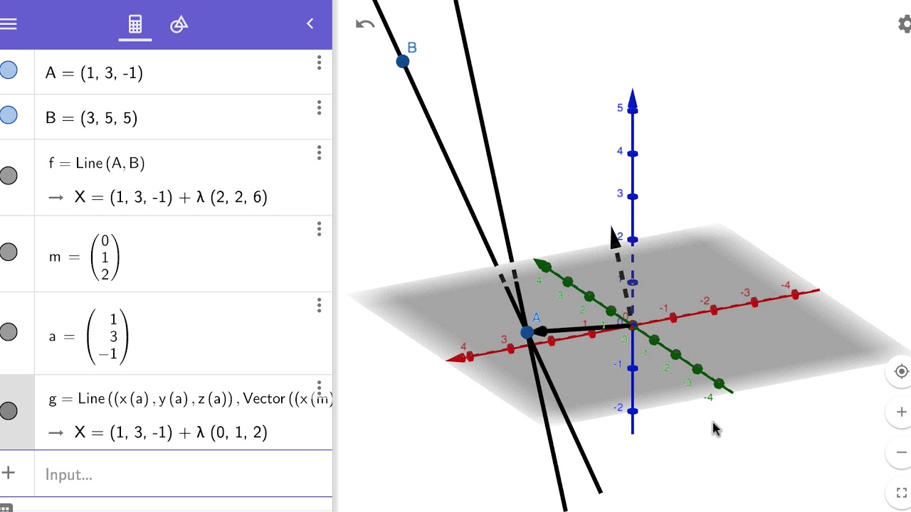 Graphing Lines In 3d With Geogebra Youtube