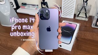 iPhone 14 Pro max unboxing + accessories | Deep purple🔮| iOS 16 set up