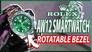 AW12 Smartwatch Full Review | Rolex Lookalike Smartwatch | Rotatable Bezel, BT Call & More!