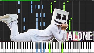 Alone - Marshmello PIANO TUTORIAL MIDI