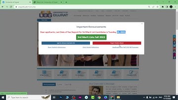 UOG 3rd Merit List 2022 - Third Merit list UOG all department details