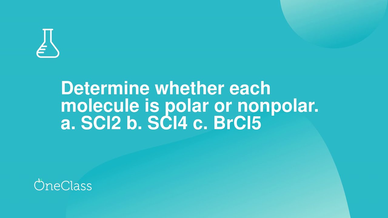 Determine Whether Each Molecule Is Polar Or Nonpolar A Scl2 B Scl4 C Brcl5