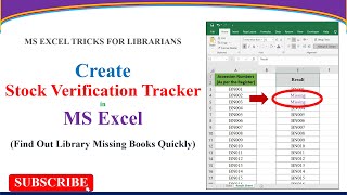 Create a Stock Verification Tracker in MS Excel | Find Out the Library Missing Books Quickly