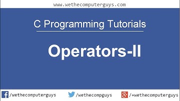 C Programming Language Tutorial-Lect 7 Operators in C part 2