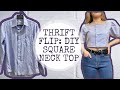 Thrift Flip | DIY Men's shirt (polo) into square neck top with semi puff sleeves