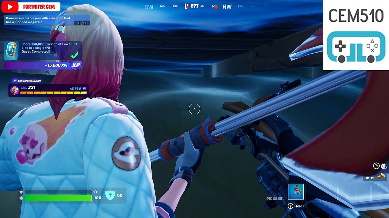 Score 150,000 trick points on a Dirt Bike in a single trick Fortnite