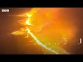 The moment when volcano erupted in Iceland - BBC URDU