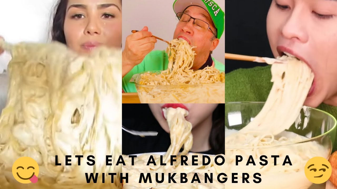 Lets eat ALFREDO PASTA WITH MUKBANGERS🍜🍜  l ASMR Compilation😊😋 l Lets Eat With Mukbangers