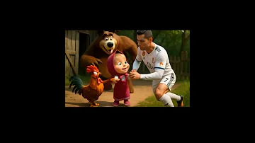 Masha And Cristiano Ronaldo Are Playing With A Rooster 