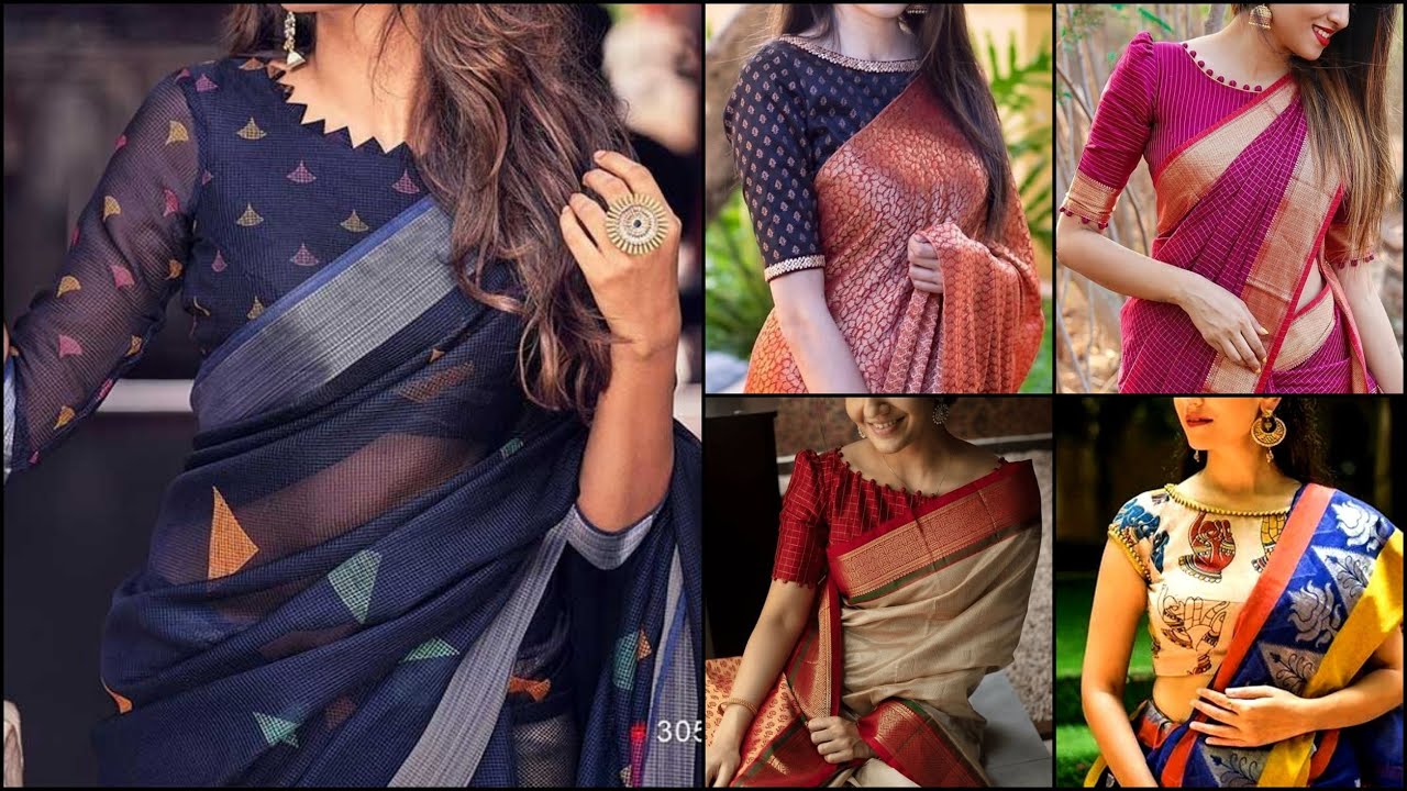 Latest Saree Blouse Boat Neck Designs 2021-22 / Blouse Neck Ideas ...