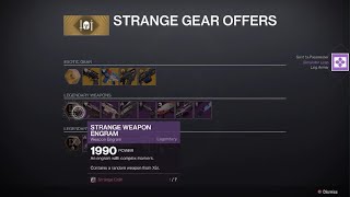 Destiny 2 Xur Focusing 99 Strange Weapons Engrams & Rank Rewards
