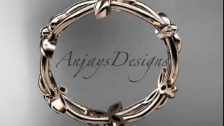 14k rose gold leaf and vine wedding ring, engagement ring ADLR19C