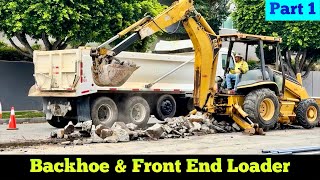 CAT® BACKHOE & FRONT END LOADER in Action (Part 1/12) ~ Water Main Replacement Project 